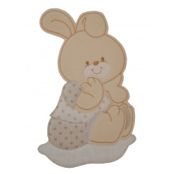 Iron-on Patch - Cream Baby Rabbit with Little Stars